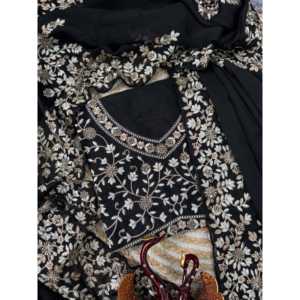 Hermoso Sari de Fiesta para Mujer con Bordado de Lentejuelas y Zari - Product Image 3