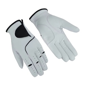 Gants de golf en cuir véritable blanc, respirants, unisexes, design demi-doigts, fermeture à enfiler - Product Image 6