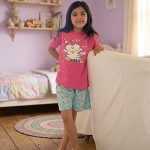 Ensembles de pyjamas pour filles en jersey de coton décontracté d'été, imprimés de motifs géométriques, 100% coton doux, meilleur prix, vêtements de nuit - Product Image 2