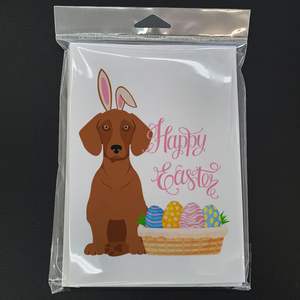 Whimsical A7 Size 5x7 Red Dachshund <b>Easter</b> Greeting <b>Cards</b> <b>Pack</b> of 8 Blank Note <b>Cards</b> with Envelopes - Product Image 3