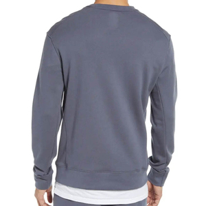 Sweat-shirt à col rond gris uni 100% coton tricoté respirant coupe classique manches longues pour l'automne - Product Image 2