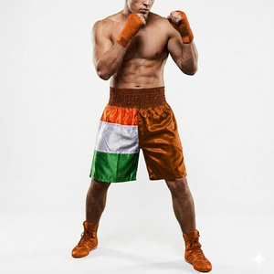 Pantalones Cortos de Muay Thai de Satén Resistentes con Logotipo Frontal para Boxeo y Artes Marciales, Shorts Profesionales para Deportes de Combate - Product Image 1