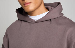 Survêtement unisexe gris à capuche avec cordon de serrage, manches longues, couleur unie, coupe décontractée ample, poches latérales, tissu épais, délavage acide, hiver - Product Image 3