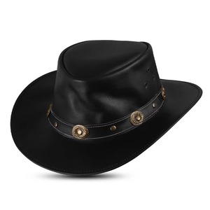 Chapeau en cuir d'extérieur quatre saisons sur mesure, style Fedora en cuir de vachette de haute qualité, vente en gros de chapeaux de cowboy - Product Image 3