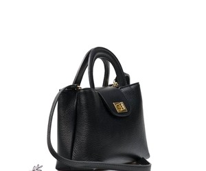 Royaa Black Cowhide Leather Handbag Top Handle Purse Adjustable <b>Strap</b> Small Genuine Leather Minimalist <b>Shoulder</b> Zipper Closure - Product Image 4