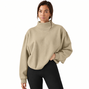 Sweat-shirt léger à col montant pour femme, fabriqué en usine, fournisseur en gros, respectueux de l'environnement, pour vêtements d'extérieur, service OEM/ODM disponible - Product Image 1