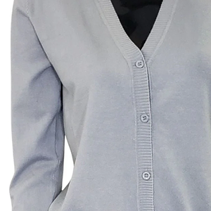 Zeta <b>Grey</b> Mink V-Neck Buttoned Long Knit <b>Cardigan</b> <b>Women's</b> Autumn Winter Casual Wear Fashion Style Sweater Coat Outwear Top Trend - Product Image 3