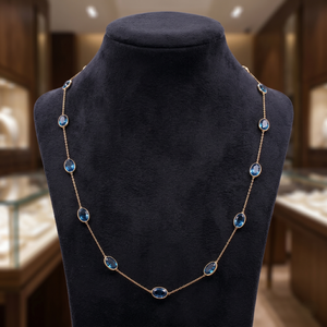 Elegante Collar Vintage de Oro Amarillo de 18K Hecho a Mano con Certificado IGI, Gema de Topacio Azul Natural para Bodas, Aniversarios y Fiestas - Product Image 3