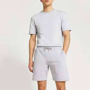 Conjunto deportivo para hombre, camisetas holgadas de manga corta y pantalones, conjuntos de verano para estudiantes, pantalones con bolsillos con cordón, algodón transpirable - Product Image 2