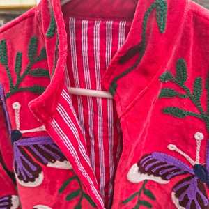 <b>Unique</b> Eye Catching Folk Inspired look Handmade Jacket Butterfly Embroidered Suzani Velvet Coat Perfect Bohemian <b>Gift</b> <b>For</b> <b>Her</b> - Product Image 4