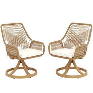 Ensemble de deux chaises de salle à manger pivotantes couleur kaki, chaises de cour uniquement - Product Image 5
