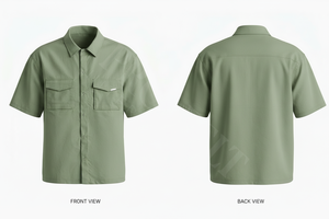 Chemise décontractée respirante et légère à manches courtes, couleur unie, avec poches avant personnalisées, confortable pour l'été - Product Image 3