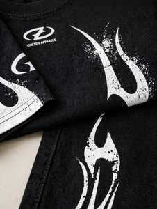 ชุดเสื้อยืดและกางเกงจ็อกเกอร์ผ้าฝ้าย 100% น้ำหนักเบา พิมพ์ลายเปลวไฟสีดำ แห้งเร็ว สำหรับผู้ชาย จาก ONETEN APPARELS สไตล์สตรีทแวร์ คอกลม - Product Image 6
