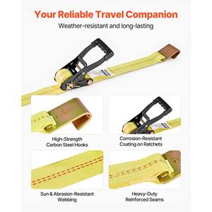Kit de Amarre con Calzo para Ruedas para Autos, SUV, Remolques y Motocicletas, Sistema de Amarre con Gancho Plano de 10009 Libras de Resistencia a la Rotura, Trinquete de 3333 Libras - Product Image 6