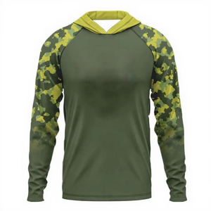 เสื้อเชิ้ตตกปลาแขนยาวลายพรางสำหรับผู้ชาย มีฮู้ด ป้องกันรังสียูวี UPF 50 สำหรับกิจกรรมกลางแจ้ง ผลิตจากผ้าโพลีเอสเตอร์ - Product Image 1