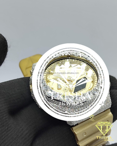 Handcrafted 925 Sterling Silver <b>Watch</b> with VVS Moissanite <b>Diamonds</b> and Gold Sunray Dial Luxury Statement Piece - Product Image 4