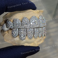 Grillz personnalisés en argent sterling S925, motif étoile galaxie D VVS, ensemble de grillz dentaires glacés pour dents supérieures et inférieures, tailles 4, 6, 8, 10, 12, pour hommes, certifiés par une tierce partie