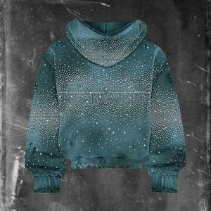 Sudadera con Capucha de Lujo con Bordado de Diamantes de Imitación, Personalizada, Oversize, con Lavado Ácido y Efecto Desgastado, Estilo Urbano, para Hombre, de Felpa - Product Image 2