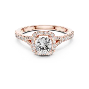 Anillo halo de diamante cultivado en laboratorio con corte radiante, oro macizo, unisex, de lujo, para compromiso, boda, aniversario, para hombres y mujeres - Product Image 5