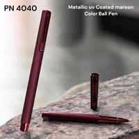 Stylo bille métallique bleu avec revêtement UV, élégant et professionnel, stylo à bille en métal de luxe, logo personnalisé, stylo gel de marque