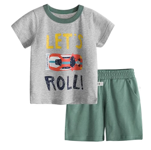 T-shirt imprimé Cool Dude Truck avec ensemble short à carreaux pour garçons, vêtements décontractés - Product Image 2