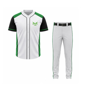 Uniforme de Béisbol para Hombre Ekin-ImpeX, Blanco, Verde y Negro, Jersey de Manga Corta, Pantalones Grises, Conjunto Transpirable, Corte Regular, para Todas las Temporadas - Product Image 1