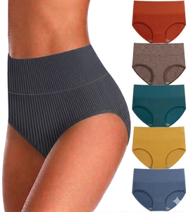 Braguitas de mujer de corte alto, refinadas, suaves, de punto liso, transpirables, elásticas, cómodas, de cobertura total, para uso diario, lavables. - Product Image 1