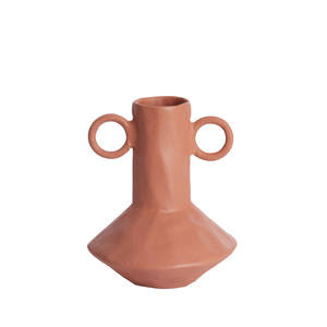 Jarrón Geométrico Creativo |   Jarrón Decorativo Nórdico de Metal Hecho a Mano para Flores Secas |   Adornos Modernos para el Hogar de Cerámica de Terracota - Product Image 1