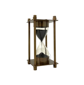 Reloj de Arena con Caja de Madera, Reloj de Arena Decorativo de Latón, Madera y Vidrio para el Hogar, Oficina, Escritorio, Estudio y como Regalo - Product Image 3