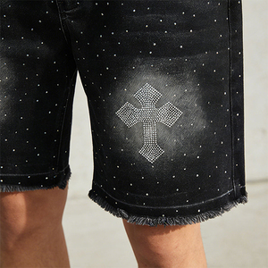 High Street Men's Distressed Denim Shorts-Mid-Waist <b>Boot</b> Cut Quick Dry 3D Pattern Vintage Streetwear - Product Image 4