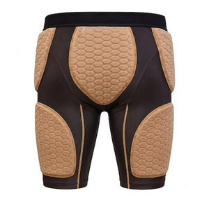 Shorts de football américain pour adultes de qualité supérieure, marron clair, rembourrés et compressifs, équipement anti-chocs durable pour une sécurité maximale, pour les athlètes. - Product Image 2