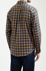Camisa de franela a cuadros azul y amarilla para hombre, informal, de algodón, con botones, manga larga, a la moda, de algodón premium, a bajo precio. - Product Image 4