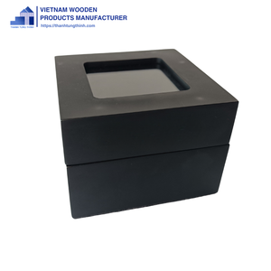 Thinh Tung Thinh Square Wooden Storage Box With Clear Window Dust Proof Minimalist Design <b>For</b> Living Room Use - Product Image 1