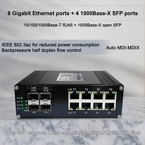 <span class=keywords><strong>Switch</strong></span> industriel 8 ports Gigabit + 4 ports Gigabit SFP non-PoE, entrée large plage 12-48VDC, -40 ° C à 80 ° C, Industriel Compact à Faible Consommation d'Énergie - Product Image 1