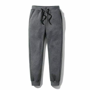Men's Gray Sweatpants <b>Elastic</b> <b>Waist</b> Drawstring Casual Joggers Side Pockets Midweight Knitted Cotton Autumn Wear - Product Image 1