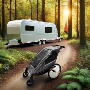 Remorque 3-en-1 pour poussette, trottinette et vélo, design léger, siège fixe, capacité 28 kg - Product Image 6