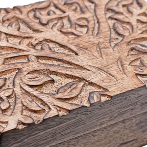 Caja de madera maciza hecha a mano con diseño grabado moderno, decoración de mesa, artesanía, juego de regalo rectangular de madera. - Product Image 5