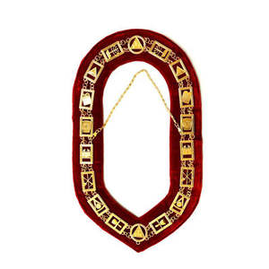 Collar de Cadena Dorada de Metal para la Gran Logia de los Masones, con Reverso de Terciopelo Morado - Product Image 5