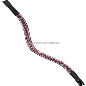 Cadena decorativa de cuero genuino con cristales de diamante brillantes para frente de caballo, al por mayor, bajo MOQ, a bajo precio - Product Image 2