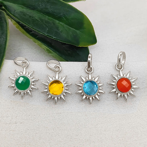 Colgante de Ópalo de Fuego en Forma de Sol, Chapado en Oro, con Engaste de Collet, Redondo, de 6mm, para Joyería - Product Image 2