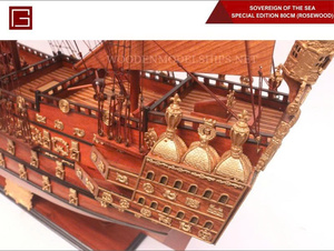 Modèle de Navire de Guerre Britannique SOVEREIGN OF THE SEAS en Bois de Rose Naturel Poli, Fabriqué à la Main, Édition Spéciale pour la Décoration Intérieure - Product Image 5
