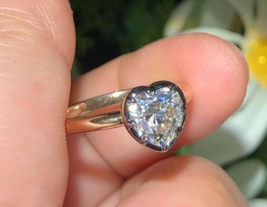 Anillo Solitario Romántico con Corazón de Circonita Cúbica, Joyería de Oro Sólido para Mujer, Diseño de Anillo de Compromiso con Engaste de Bisel, Regalo Sorpresa para Novia, Aniversario - Product Image 5