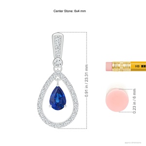 Natural Blue Sapphire Diamond Teardrop <b>Earrings</b> 14Kt White Gold Pear Gemstone Halo Drop Dangle <b>Earrings</b> Wholesale - Product Image 2