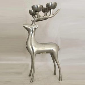 <b>Silver</b> Reindeer <b>Tea</b> Light Holder 4 Cup Antler Design Metal Candle Stand For Christmas Decoration Holiday Gifts & Home Tabletop - Product Image 4