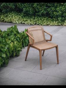Chaise de salle à manger moderne en teck massif avec assise en rotin, mobilier de luxe pour intérieur et extérieur, restaurant, hôtel, fabricant indonésien - Product Image 3