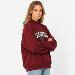 Sudadera de cuello alto Georgia para mujer, negra, con mapa del estado bordado, corte oversize, para otoño - Product Image 4