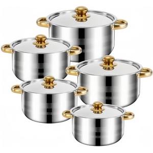 Juego de cacerolas de alta calidad, 5 piezas, de metal, ideales para grandes reuniones, fiestas y maratones culinarios festivos. - Product Image 6