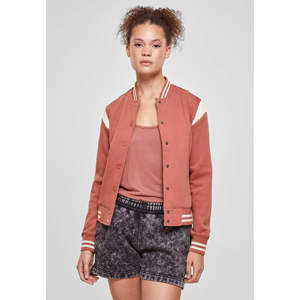 Chaqueta Varsity Rosa Polvoriento con Franjas Blancas en los Hombros y Logotipo Personalizado - Product Image 4