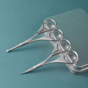 Eyebrow <b>Scissors</b> 2 pcs Precision Stainless Steel Eyebrow Trimming Tool for Women & Men Safe Facial Hair Grooming <b>Scissors</b> - Product Image 4