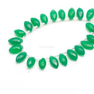 Cuentas facetadas de ónix verde AAA, cuentas de ónix verde natural con perforación lateral, 7x12-8x13MM, para la fabricación de joyería, venta al por mayor - Product Image 6